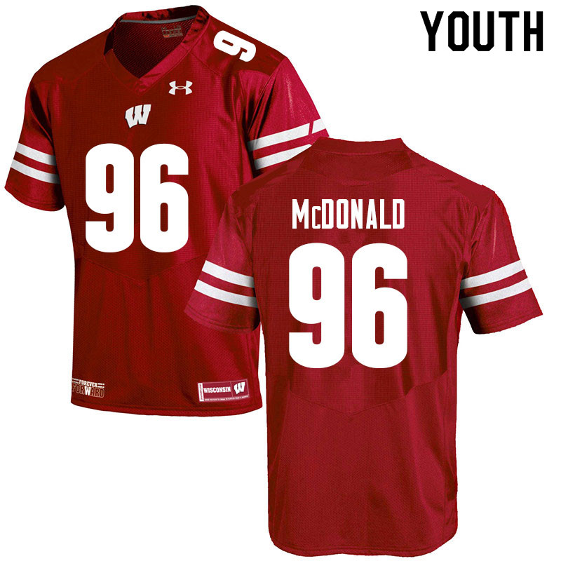 Youth #96 Cade McDonald Wisconsin Badgers College Football Jerseys Sale-Red